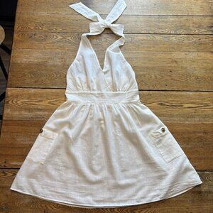 American Eagle Backless Halter Sundress Dress Womens M White Preppy Sorority